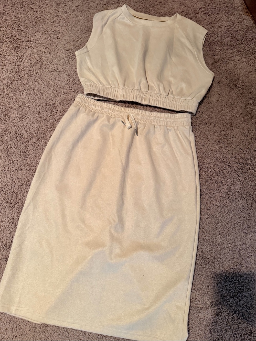 SHEIN Cream Midi Skirt Two-Piece Set